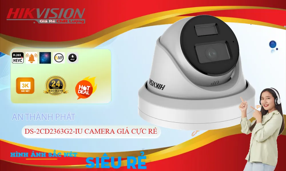 Hikvision DS-2CD2363G2-IU Camera IP 6MP