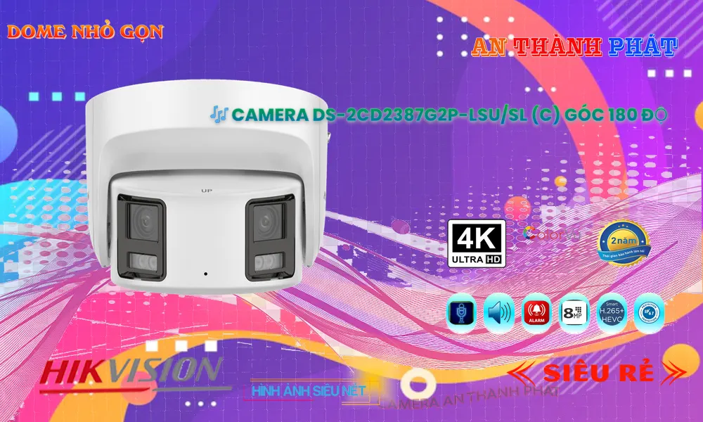 Camera IP 8MP Góc 180 Độ DS-2CD2387G2P-LSU/SL(C)