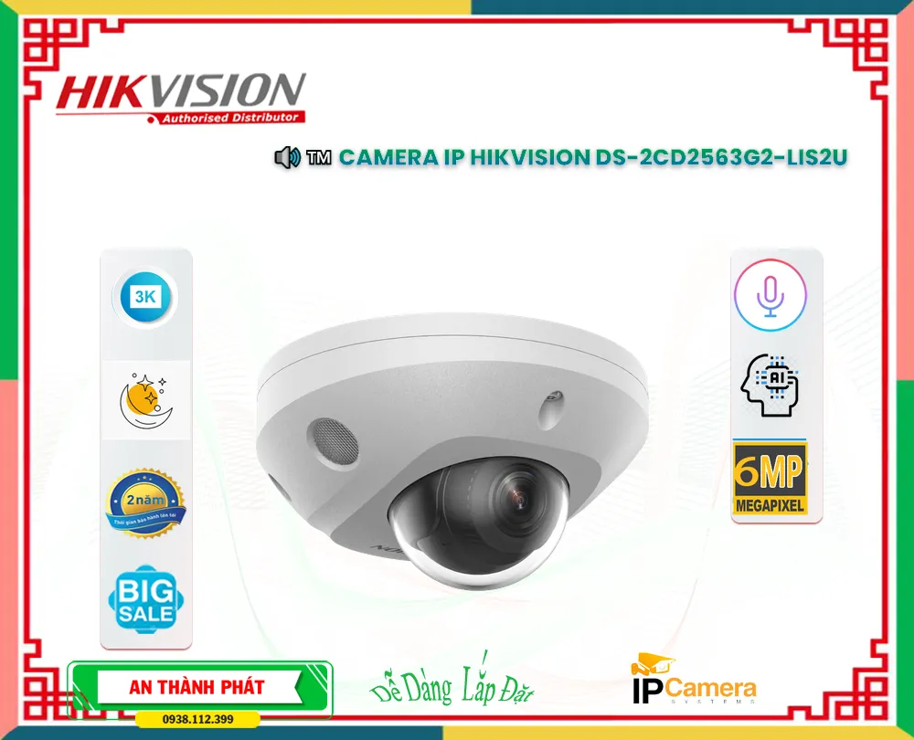 CAMERA IP HIKVISION DS-2CD2563G2-LIS2U 6MP