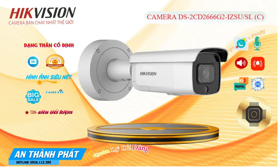Camera IP DS-2CD2666G2-IZSU/SL(C) Ống Kính Zoom