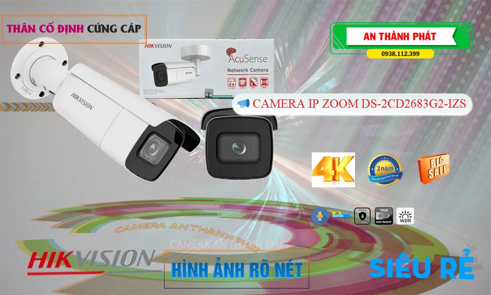 Camera IP DS-2CD2683G2-IZS Hikvision 8MP