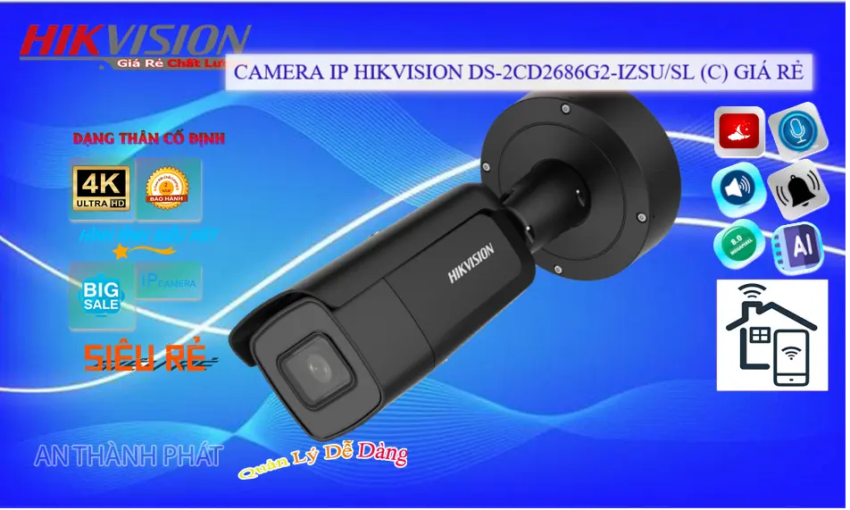DS-2CD2686G2-IZSU/SL(C) Camera IP 8MP Hồng Ngoại 60m