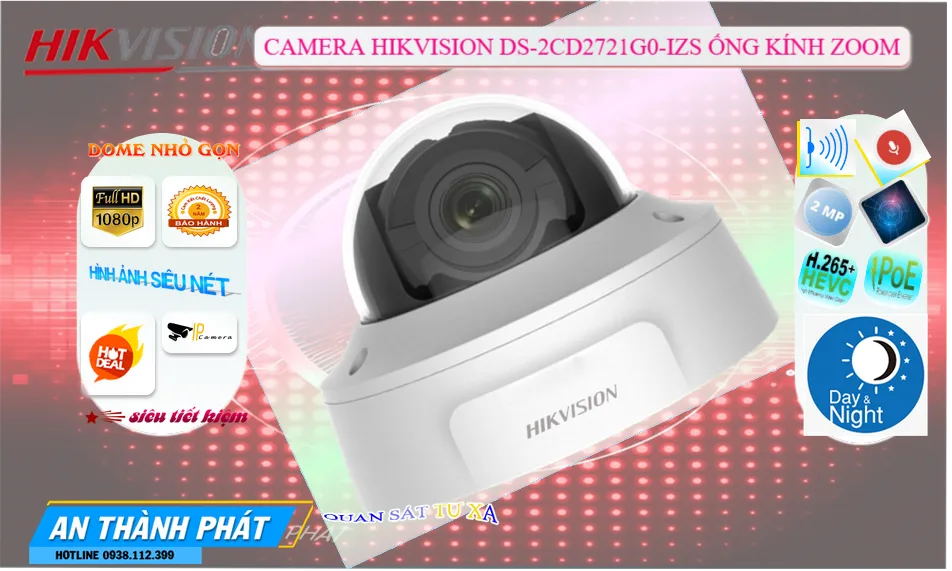 DS-2CD2721G0-IZS Camera IP Hikvision Ghi Âm