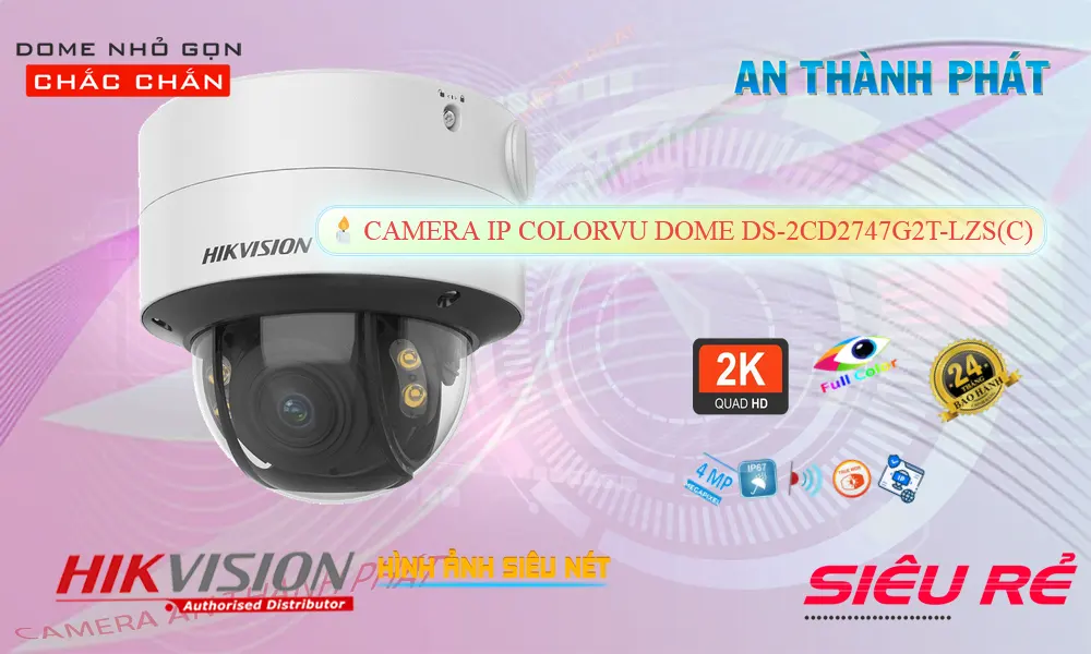 Camera IP Hikvision DS-2CD2747G2T-LZS(C) Full Color 40m