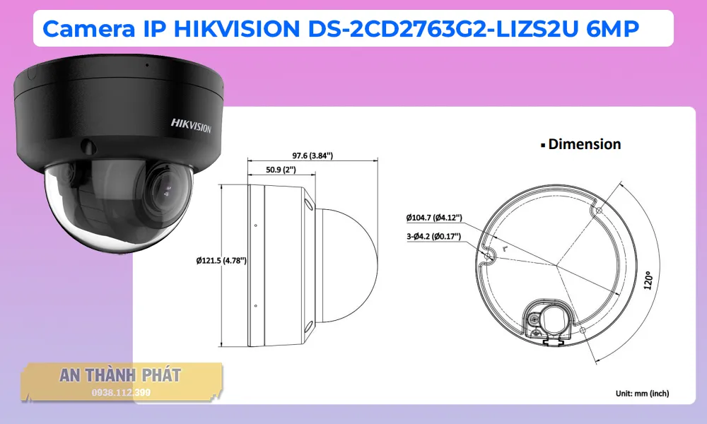 Camera IP HIKVISION DS-2CD2763G2-LIZS2U 6MP