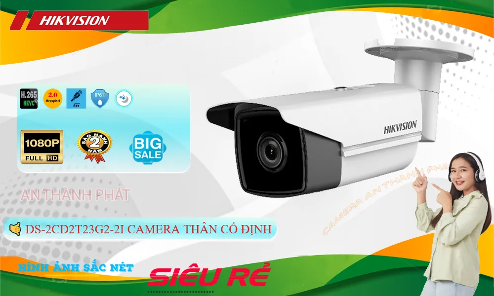 DS-2CD2T23G2-2I Camera IP  Hikvision Ngoài trời 1080P