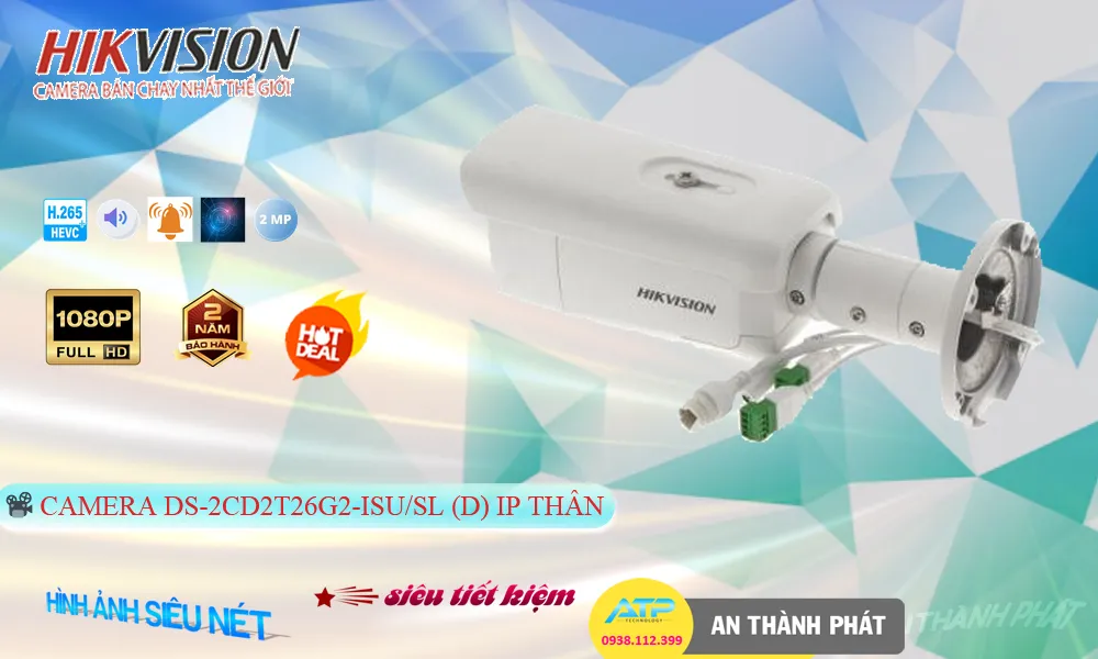 Camera IP Hikvision Báo Động DS-2CD2T26G2-ISU/SL(D)