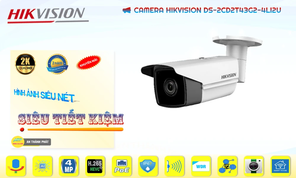 Camera Hikvision DS-2CD2T43G2-4LI2U 4.0MP