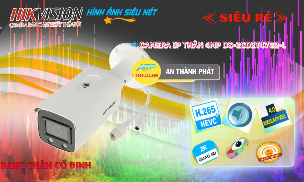 Camera IP Hikvision DS-2CD2T47G2-L 4MP