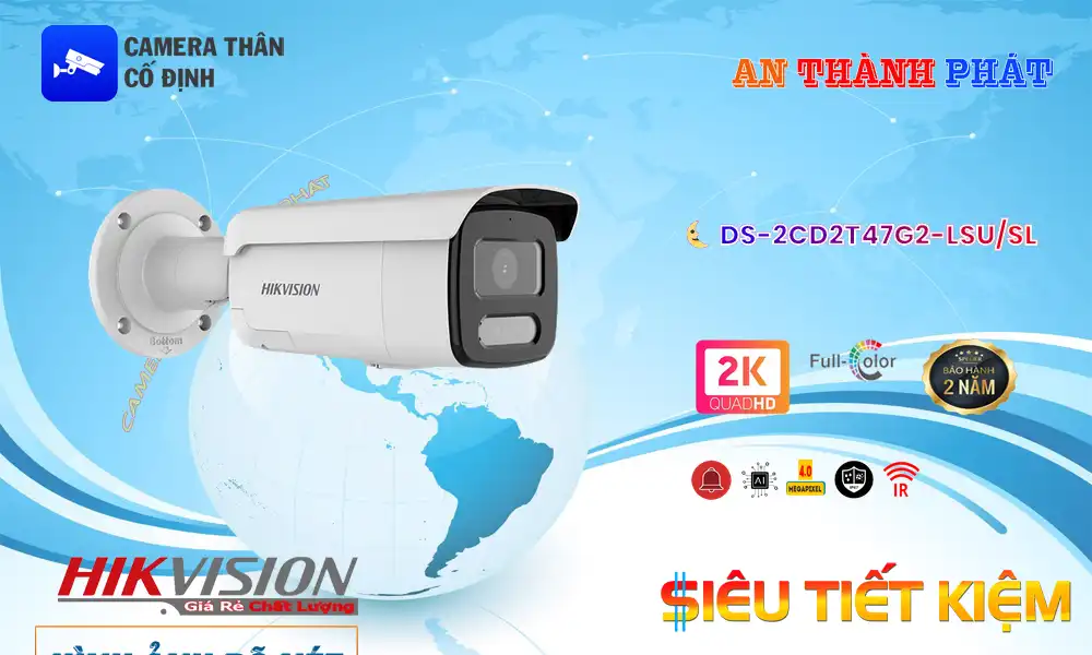 DS-2CD2T47G2-LSU/SL (C) sắc nét Hikvision