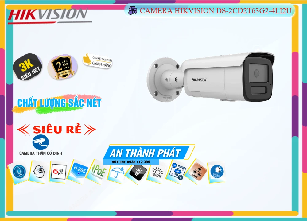 Camera Hikvision DS-2CD2T63G2-4LI2U 6.0MP Camera Hikvision DS-2CD2T63G2-4LI2U 6.0MP