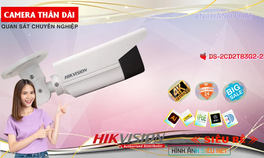 Camera IP Hikvision DS-2CD2T83G2-2I Chất Lượng 4K
