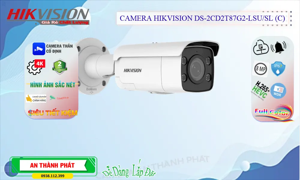 Camera IP Hikvision 8MP DS-2CD2T87G2-LSU/SL(C)