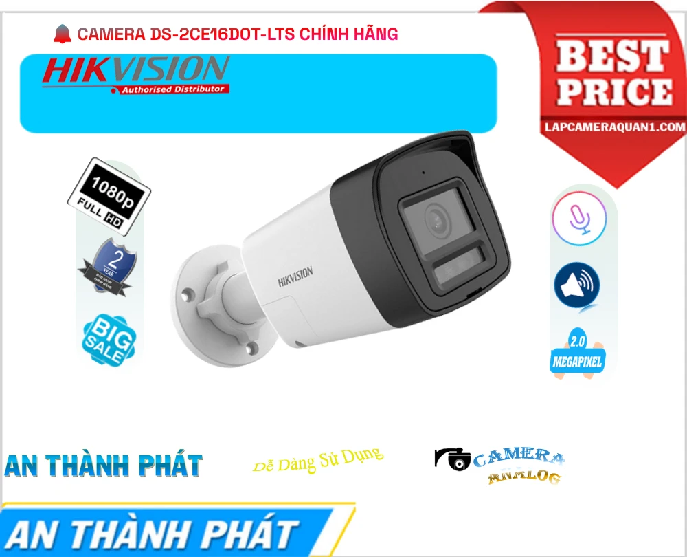 Camera Hikvision Giá tốt DS-2CE16D0T-LPTS Camera Hikvision Giá tốt DS-2CE16D0T-LPTS