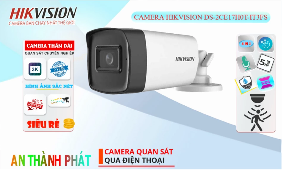 Camera  Hikvision DS-2CE17H0T-IT3FS 5MP