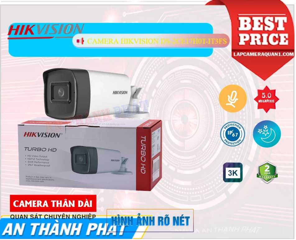 Camera  Hikvision DS-2CE17H0T-IT3FS 5MP