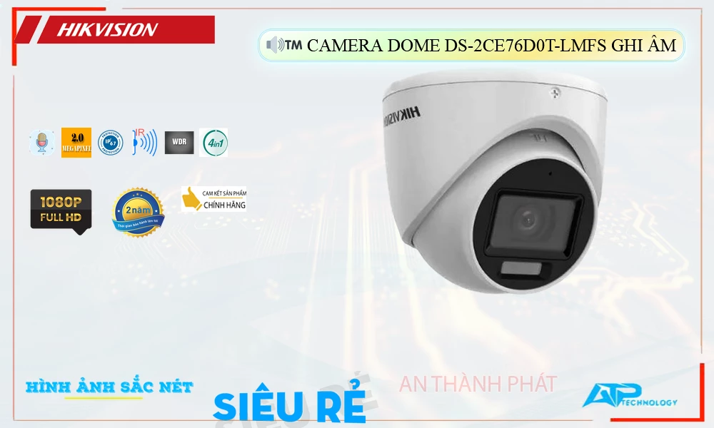 Camera  Hikvision DS-2CE76D0T-LMFS Thu Âm