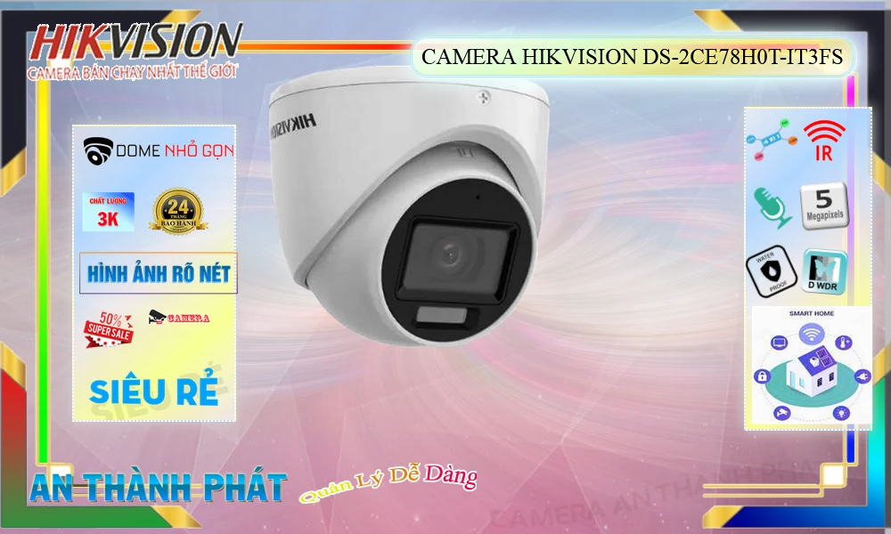 Camera Hikvision Sắt Nét 5MP DS-2CE78H0T-IT3FS