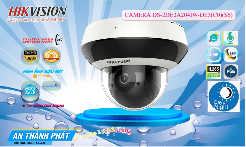 Camera IP Hikvision DS-2DE2A204IW-DE3(C0)(S6) Xoay 360