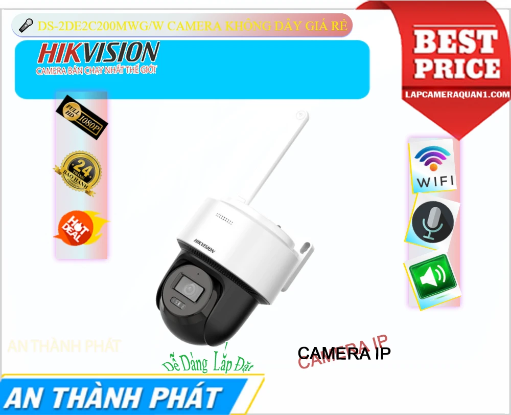 DS-2DE2C200MWG/W Camera IP WIFI Chính hãng Hikvision DS-2DE2C200MWG/W Camera IP WIFI Chính hãng Hikvision