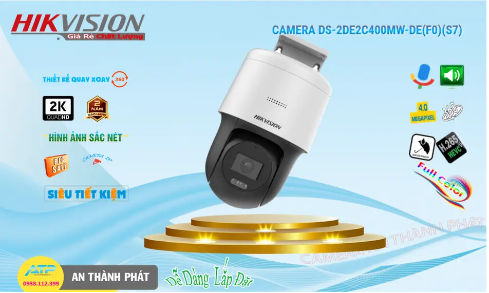 DS-2DE2C400MW-DE(F0)(S7) Camera IP Xoay 360 4MP