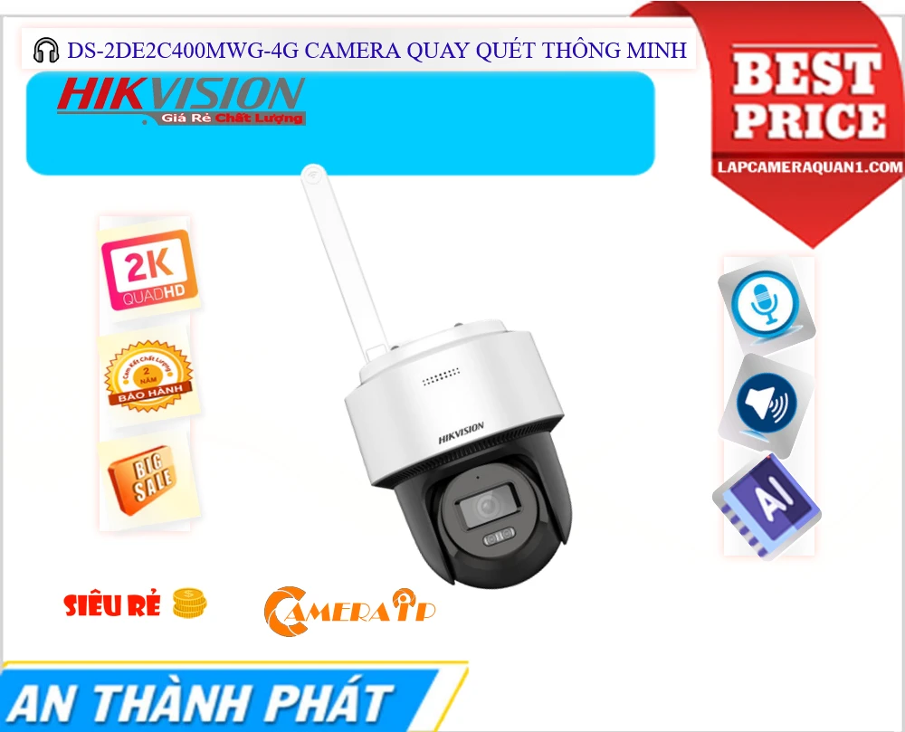 DS-2DE2C400MWG-4G Camera HIKVISION Dùng Sim 4G DS-2DE2C400MWG-4G Camera HIKVISION Dùng Sim 4G