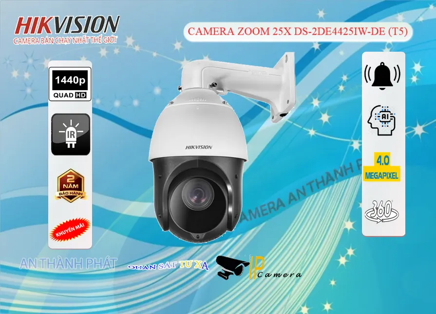 Camera IP Xoay Zoom 25X 2K DS-2DE4425IW-DE(T5)