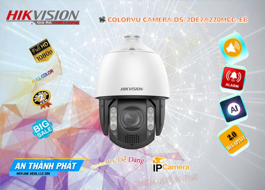 Camera IP Hikvision Xoay 360 Zoom 20X DS-2DE7A220MCG-EB
