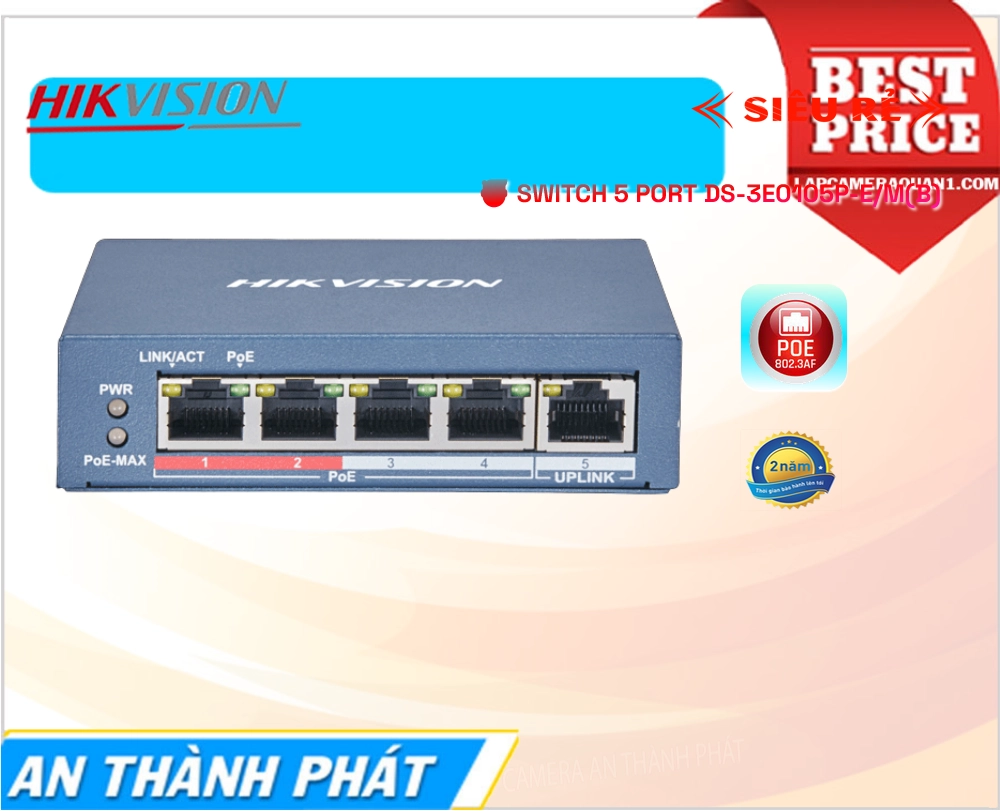 Switch Thiết bị nối mạng  DS-3E0105P-E/M(B)  Hikvision