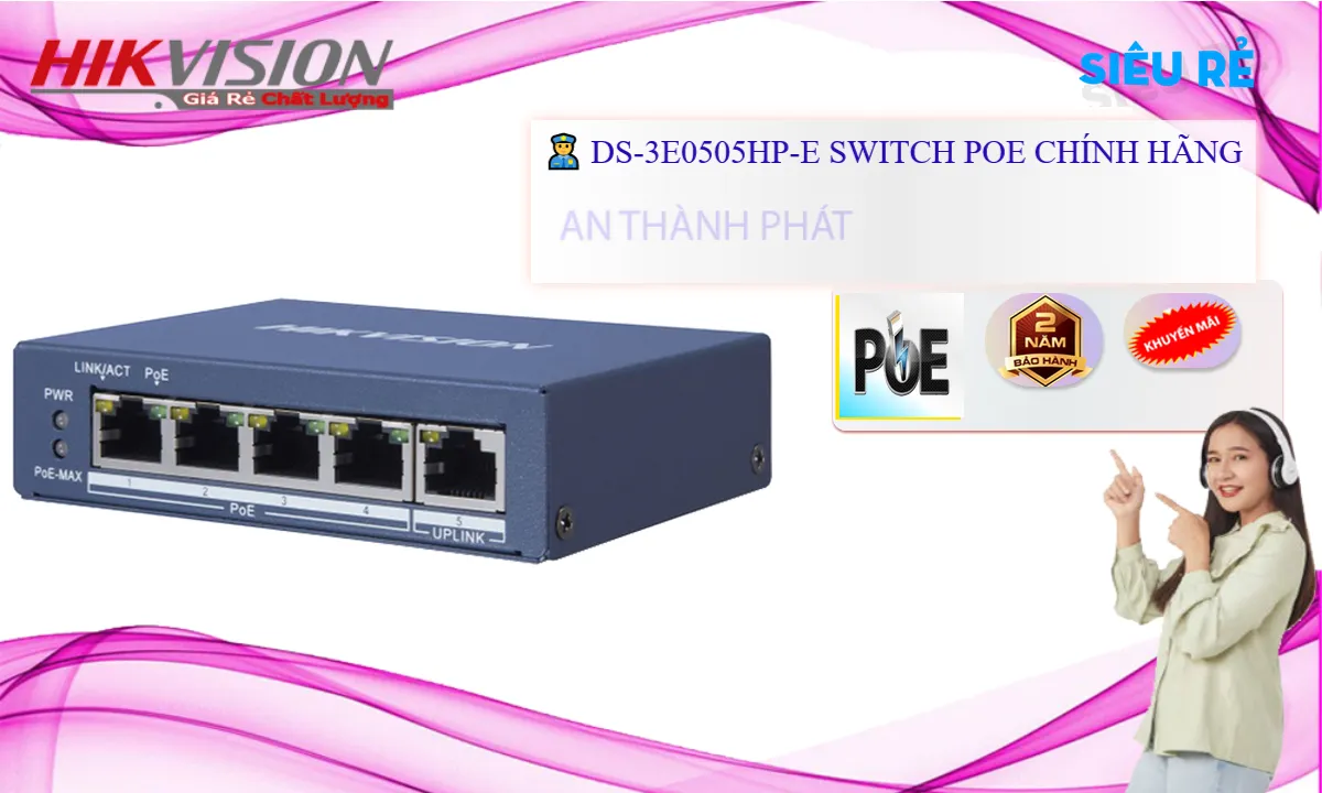 Hikvision  Switch chuyển đổi dữ liệu  DS-3E0505HP-E