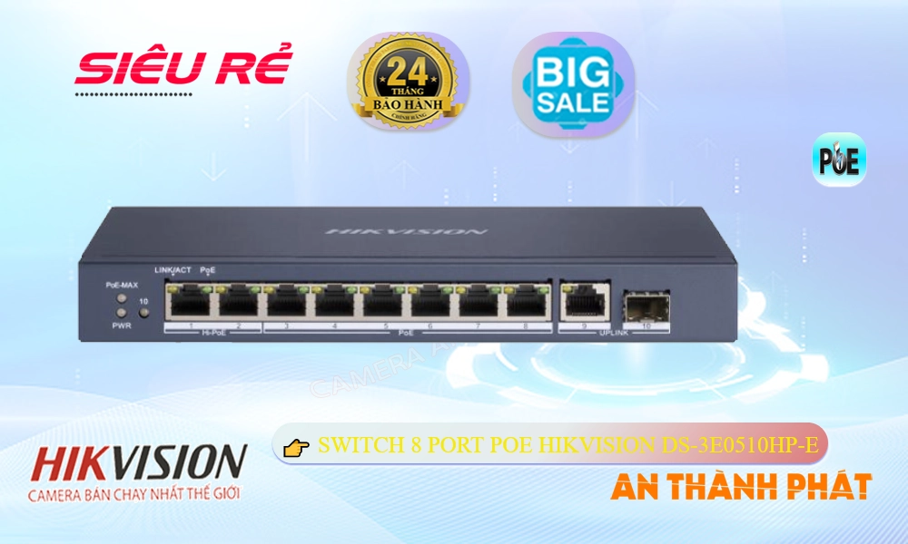 Switch Thiết bị nối mạng  DS-3E0510HP-E  Hikvision