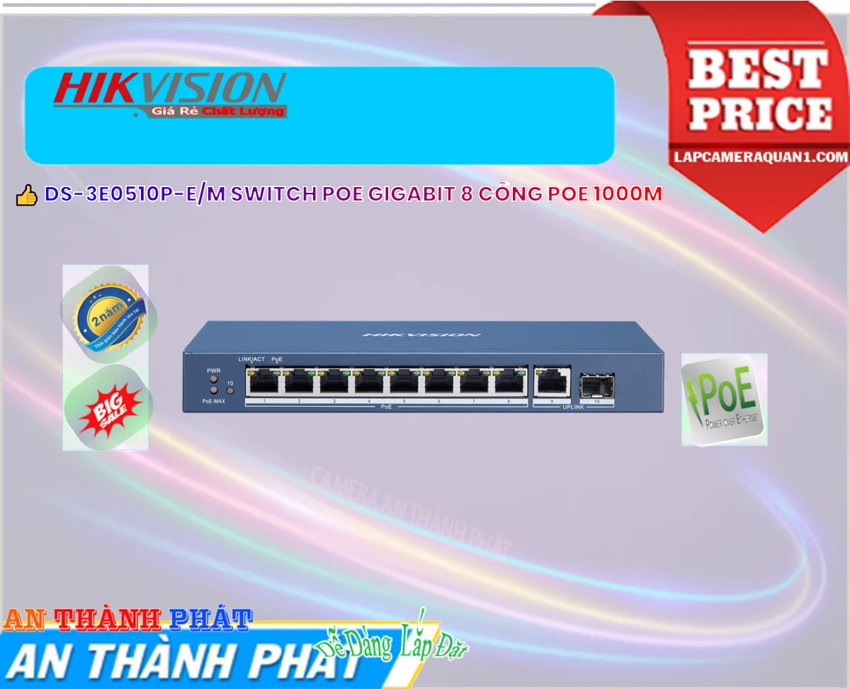 Switch Thiết bị nối mạng  DS-3E0510P-E/M  Hikvision