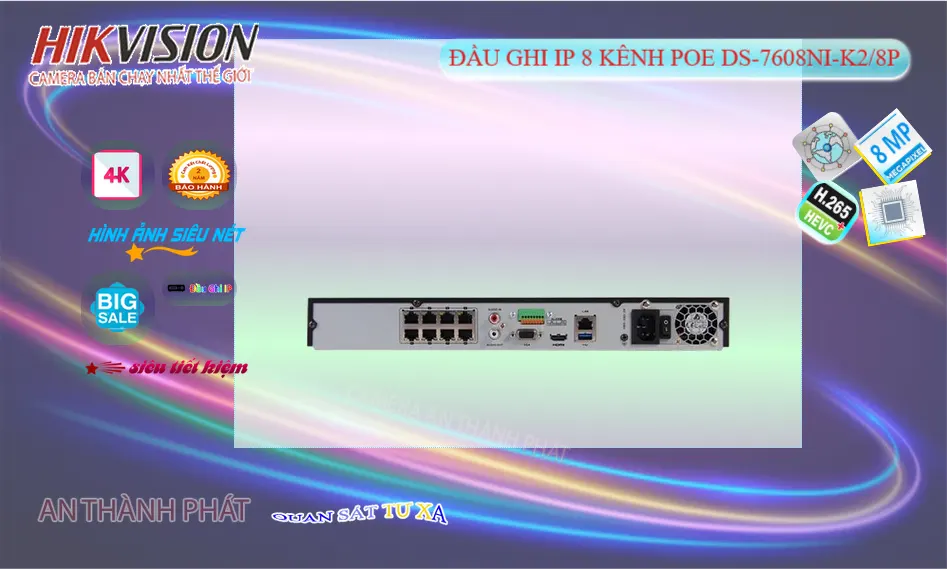 Đầu Ghi IP 8MP Hikvision DS-7608NI-K2/8P 8 Kênh POE