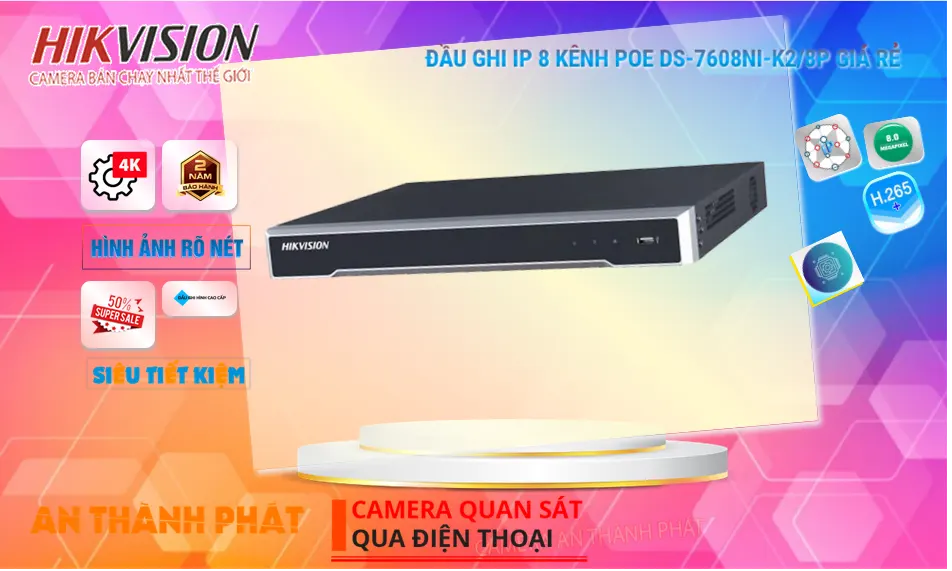 Đầu Ghi IP 8MP Hikvision DS-7608NI-K2/8P 8 Kênh POE