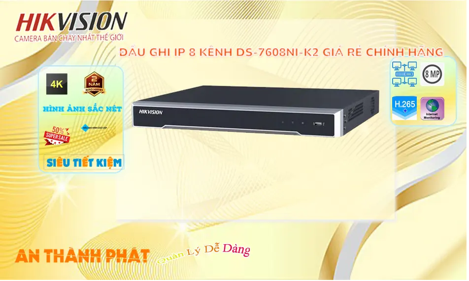 Đầu Ghi IP Hikvision 8MP DS-7608NI-K2