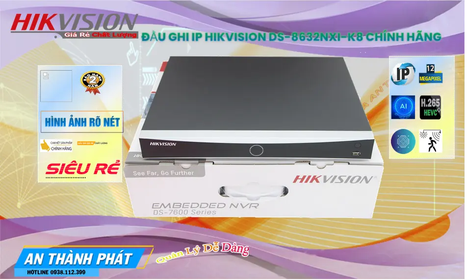 DS-8632NXI-K8 Đầu Ghi IP Hikvision 8MP 32 Kênh
