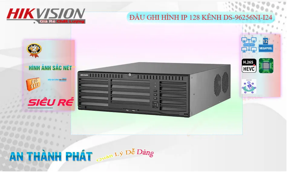 Đầu Thu IP Hikvision DS-96256NI-I24 256 Kênh 24 HDD