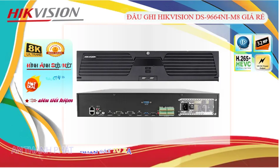 DS-9664NI-M8 Camera IP Hikvision 64 Kênh 4K Hỗ Trợ 8 Ổ HDD