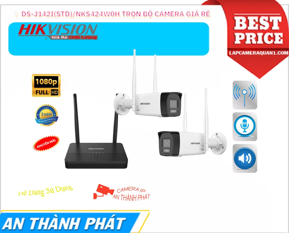 Bộ 2 Camera DS-J142I(STD)/NKS422W0H Chính Hãng Hikvision