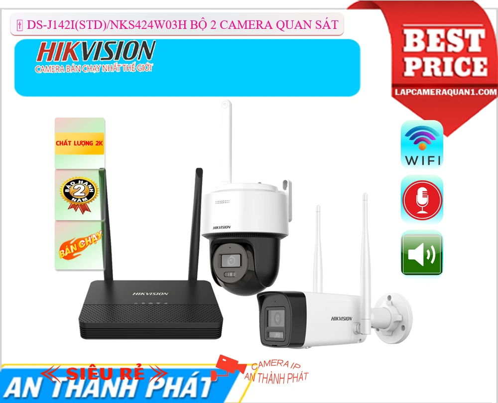 Bộ 2 Camera An Ninh Hikvision DS-J142I(STD)/NKS424W03H