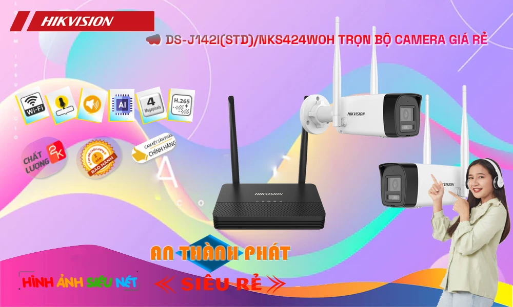 DS-J142I(STD)/NKS424W0H Bộ 2 Camera Không Dây Giá Rẻ