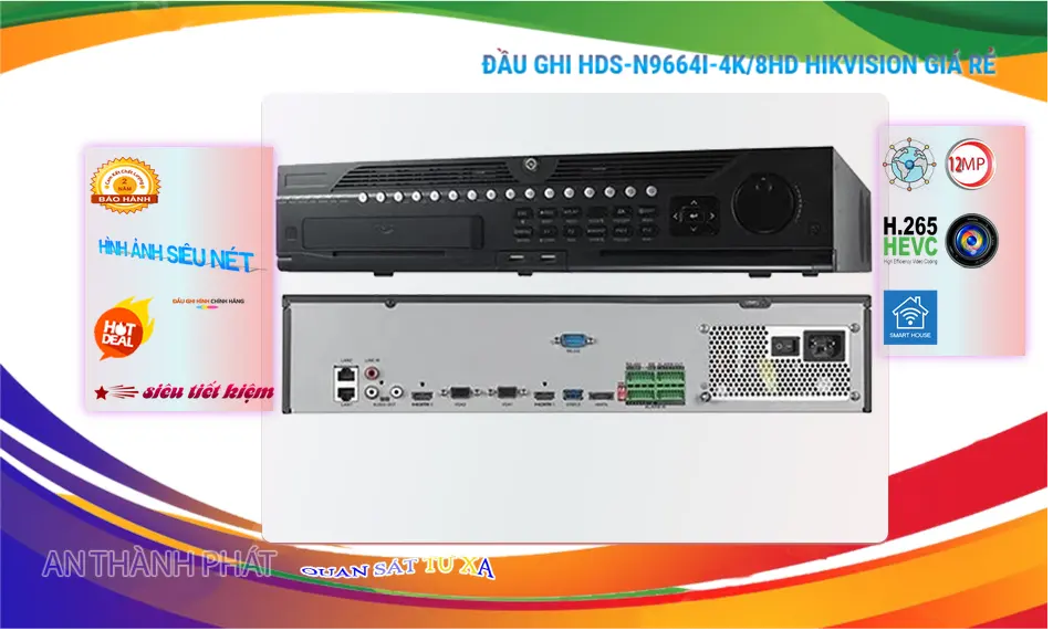 Đầu Thu IP HDS-N9664I-4K/8HD 64 Kênh 8MP 8 HDD