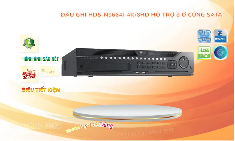 Đầu Thu IP HDS-N9664I-4K/8HD 64 Kênh 8MP 8 HDD