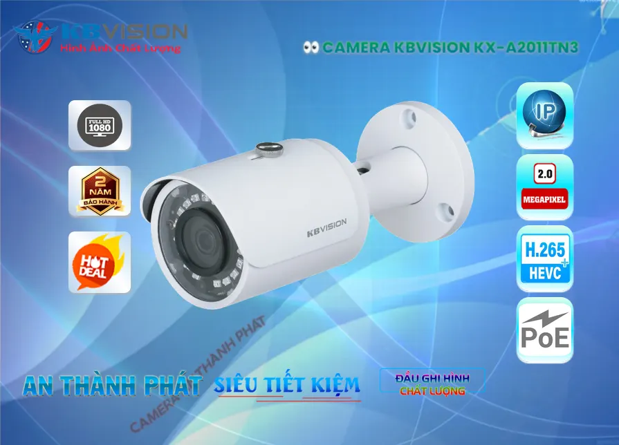 KX-A2011TN3  KBvision Camera IP Ngoài Trời 1080P
