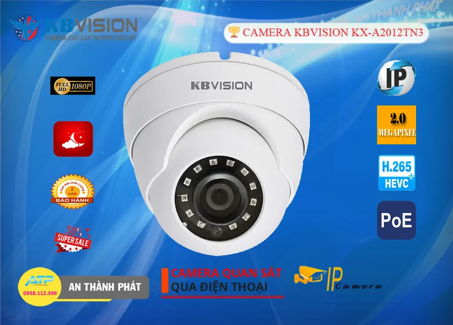 KX-A2012TN3 KBvision Camera IP Trong Nhà Full HD 1080P