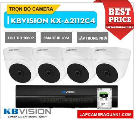 Trọn bộ 4 camera quan sát kbvision lắp đặt tiết kiệm, hiệu quả an ninh cao