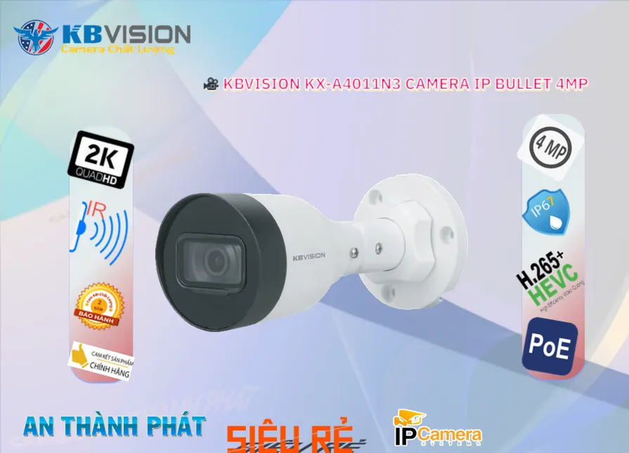 Camera IP KBvision 4MP KX-A4011N3 Lắp Ngoài Trời