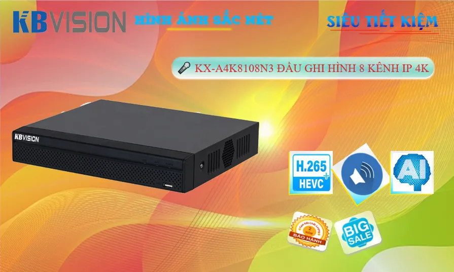 Đầu Thu IP Kbvision 8 Kênh KX-A4K8108N3 Giá rẻ