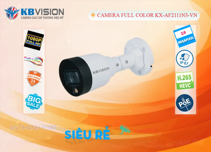 Camera IP Ngoài Trời Full Color KBvision KX-AF2111N3-VN