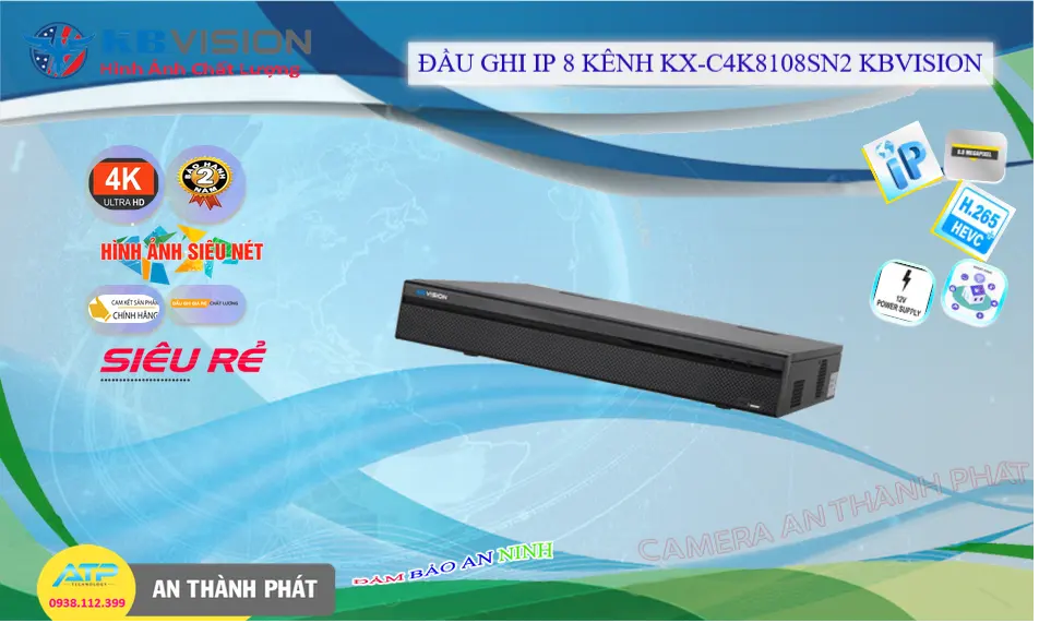 Đầu Ghi Hình Camera IP 8 Kênh 4K KBvision KX-C4K8108SN2